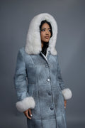 Women's Margo Shearling Sheepskin Jacket With Fox [Distressed Grey]