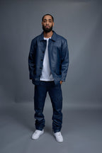 Men's Brando Leather Jacket [Navy]