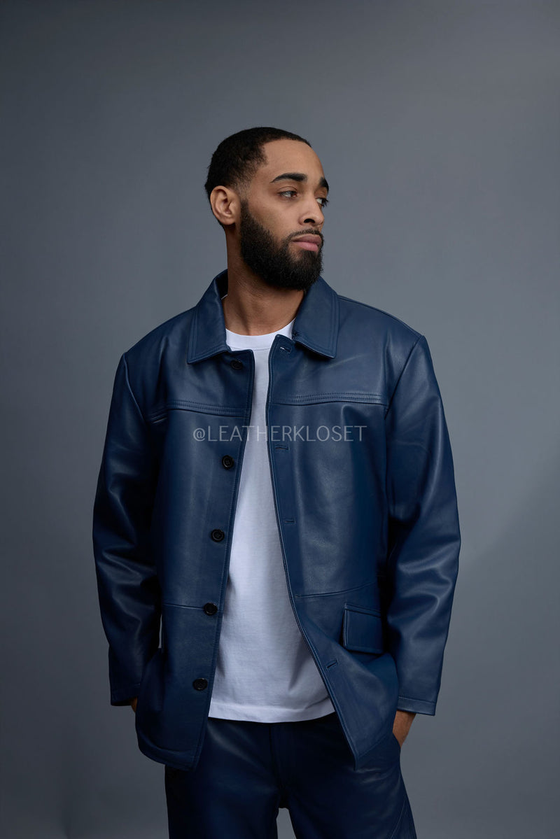 Men's Brando Leather Jacket [Navy]
