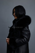 Women's Margo Shearling Sheepskin Jacket With Fox [Black]