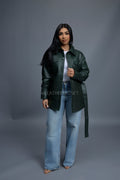 Women's Leather Shirt [Forest Green]