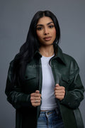 Women's Leather Shirt [Forest Green]