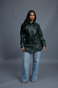 Women's Leather Shirt [Forest Green]