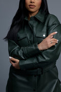 Women's Leather Shirt [Forest Green]
