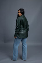 Women's Leather Shirt [Forest Green]