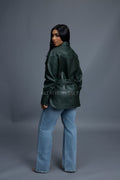 Women's Leather Shirt [Forest Green]