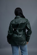 Women's Leather Shirt [Forest Green]