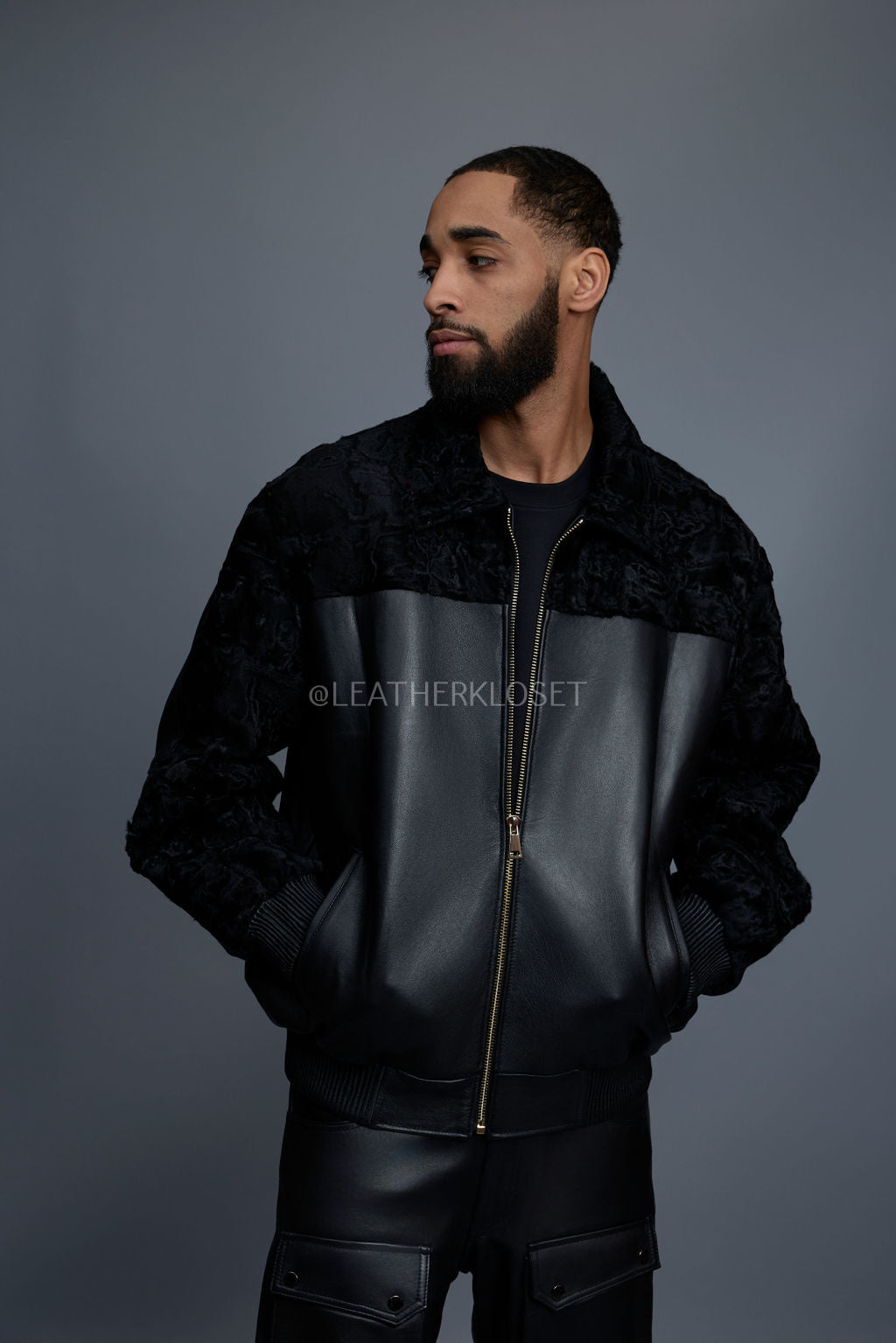 Men's Leather & Persian Lamb Combo 2.0 [Black] – LeatherKloset