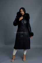 Women's Margo Shearling Sheepskin Jacket With Fox [Black]
