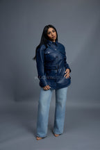 Women's Leather Shirt [Navy]