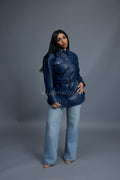 Women's Leather Shirt [Navy]