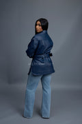 Women's Leather Shirt [Navy]