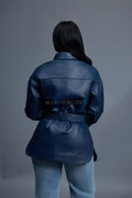 Women's Leather Shirt [Navy]