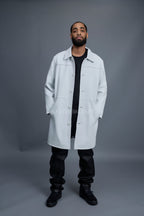 Men's Leather Single Breast Car Coat [White]