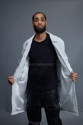 Men's Leather Single Breast Car Coat [White]