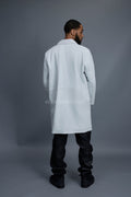 Men's Leather Single Breast Car Coat [White]