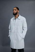 Men's Leather Single Breast Car Coat [White]