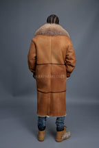 Men's Shearling Trench Coat With Fox [Distressed]