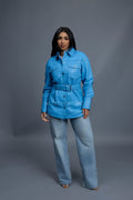 Women's Leather Shirt [Baby Blue]