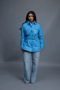 Women's Leather Shirt [Baby Blue]