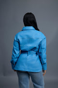 Women's Leather Shirt [Baby Blue]