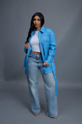 Women's Leather Shirt [Baby Blue]