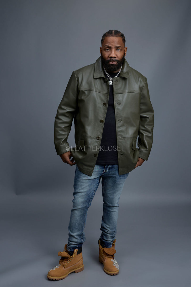 Men's Brando Leather Jacket [Olive]