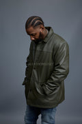 Men's Brando Leather Jacket [Olive]