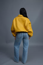 Women's Faris Braided Leather Bomber Jacket [Yellow]