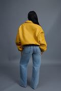 Women's Faris Braided Leather Bomber Jacket [Yellow]