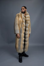 Men's Long Gold Fox Trench Coat