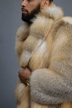 Men's Long Gold Fox Trench Coat