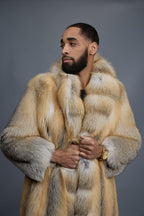 Men's Long Gold Fox Trench Coat