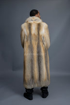 Men's Long Gold Fox Trench Coat