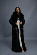 Women's Maxi Shearling With Fox Collar [Black]