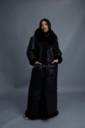 Women's Maxi Shearling With Fox Collar [Black]