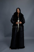 Women's Maxi Shearling With Fox Collar [Black]