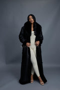 Women's Maxi Shearling With Fox Collar [Black]