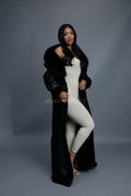 Women's Maxi Shearling With Fox Collar [Black]
