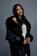 Women's Maxi Shearling With Fox Collar [Black]