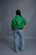 Women's Faris Braided Leather Bomber Jacket [Green]