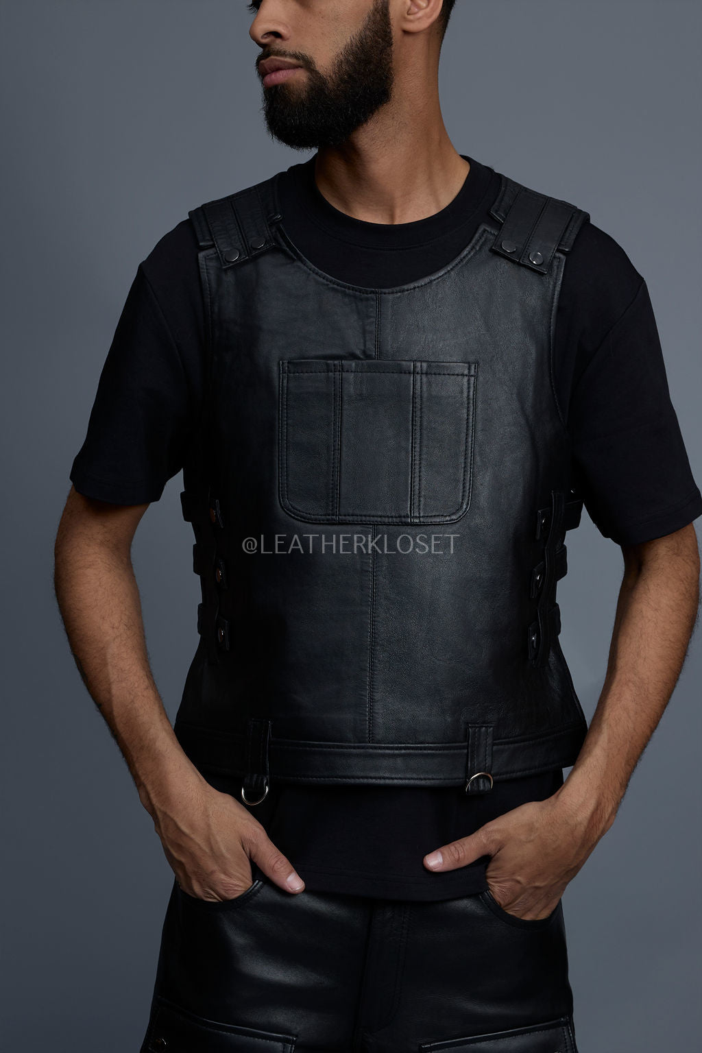 Men's Leather Vegas Vest [Black]