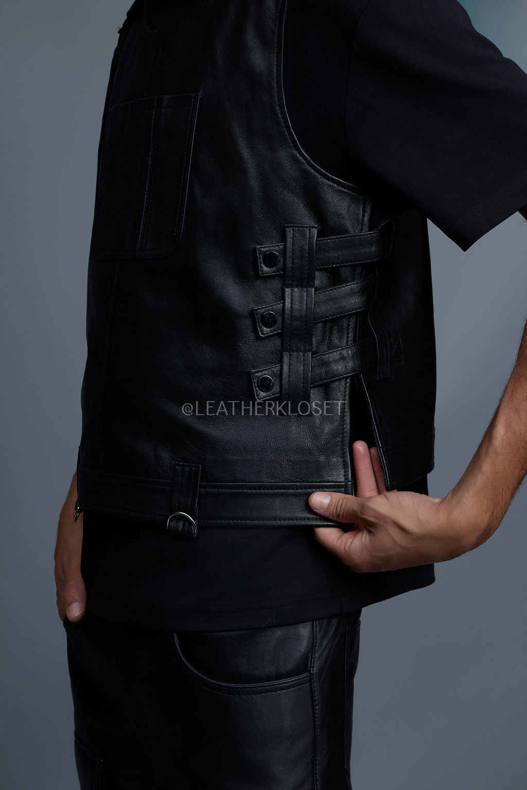 Men's Leather Vegas Vest [Black]