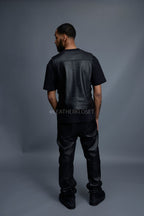 Men's Vegas Leather Vest With Leather Cargo Pants [Black]