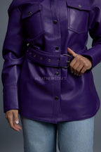 Women's Leather Shirt [Purple]