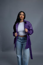 Women's Leather Shirt [Purple]
