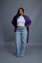 Women's Leather Shirt [Purple]