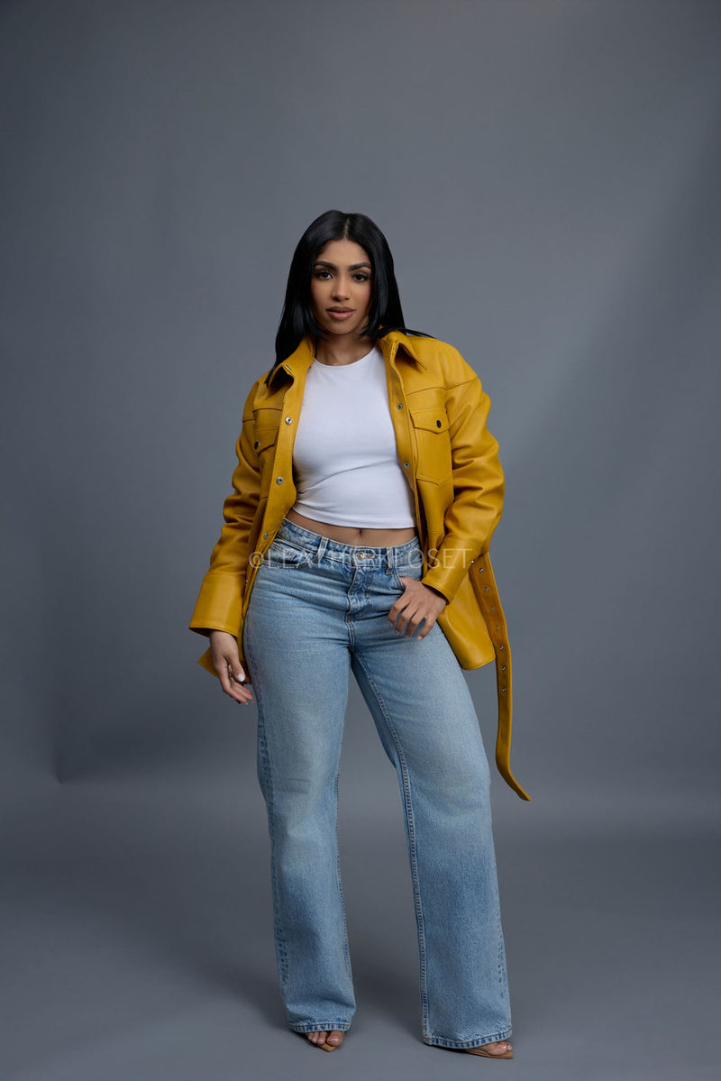 Women's Leather Shirt [Yellow]