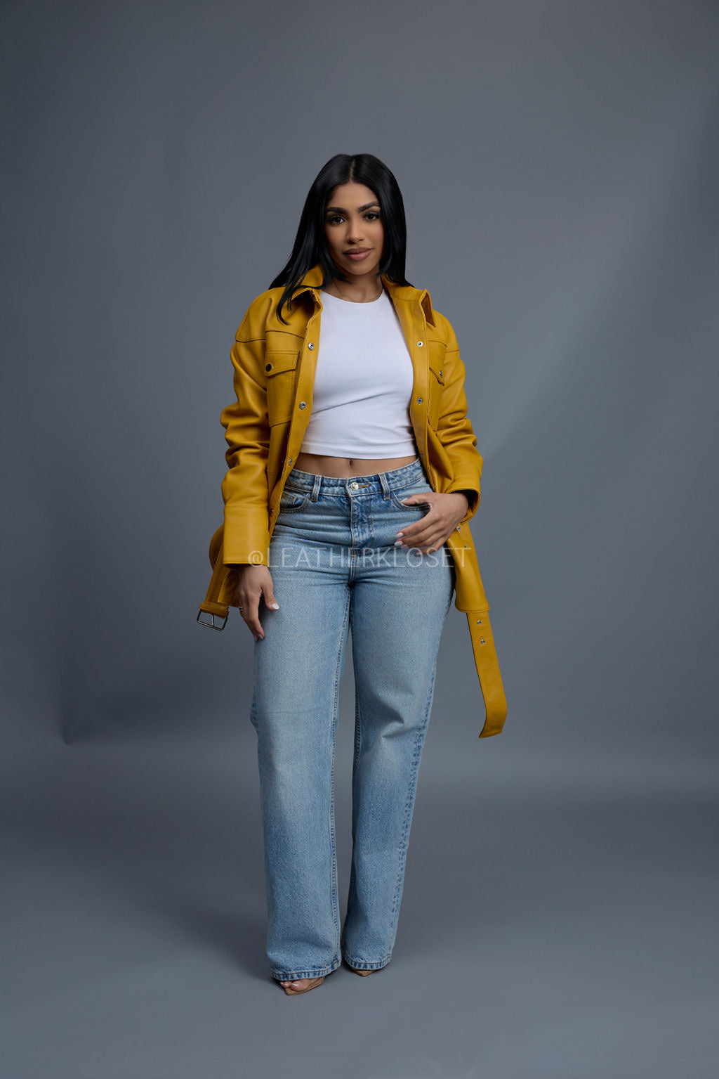 Women's Leather Shirt [Yellow]
