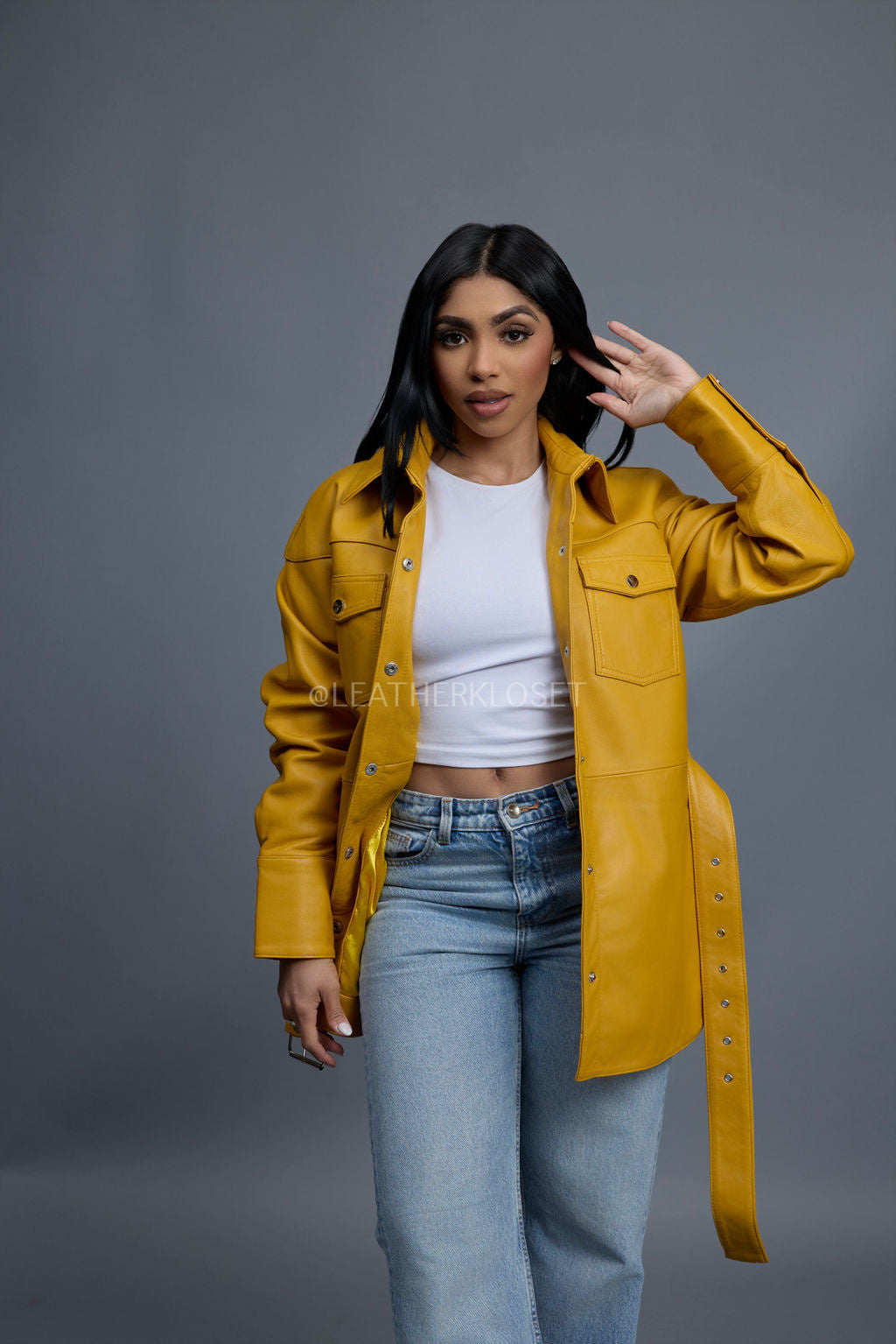 Women's Leather Shirt [Yellow]